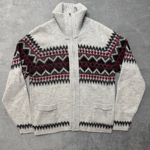 Vintage 70s Clipper Mist Men’s Large Sweater Cardigan Zip Pockets Southwest - Picture 1 of 5